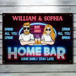 Custom Name Home Bar Gifts for Couples - Personalized Metal Sign