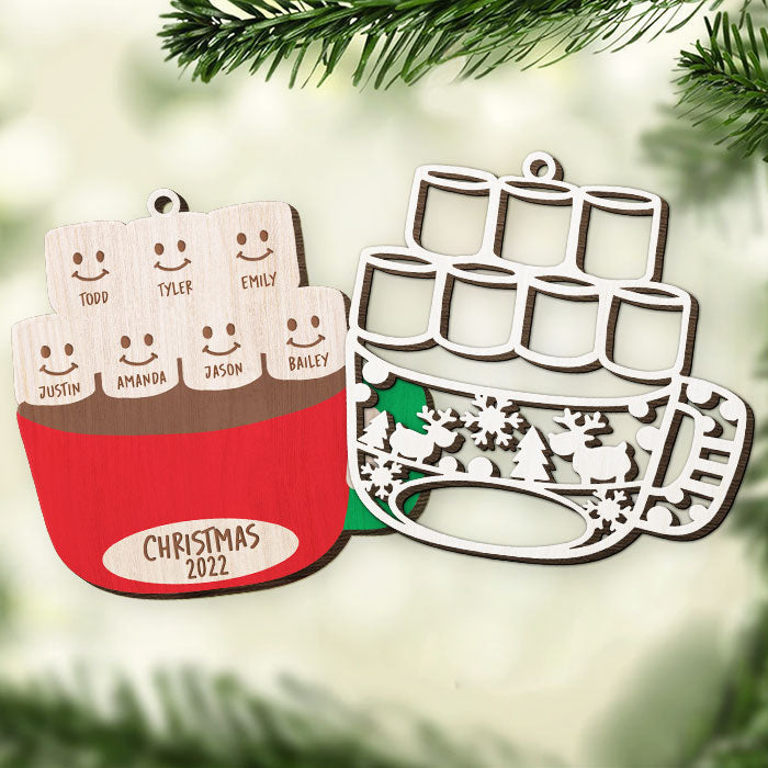 Custom Name Christmas Family Gifts - Personalized 2 Layers Ornament