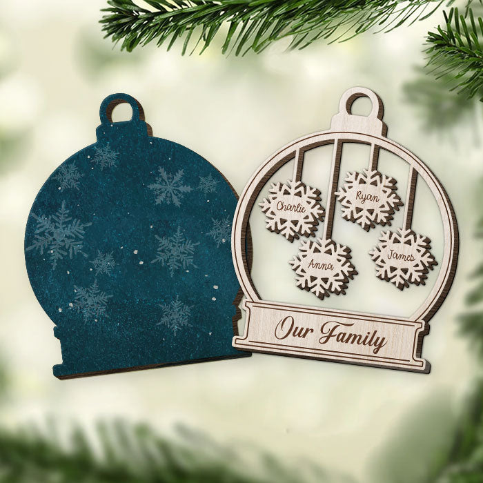 Custom Name Christmas Family Gifts - Personalized 2 Layers Ornament