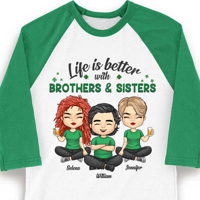 Custom Name Brothers and Sisters Gifts - Personalized Raglan Shirt