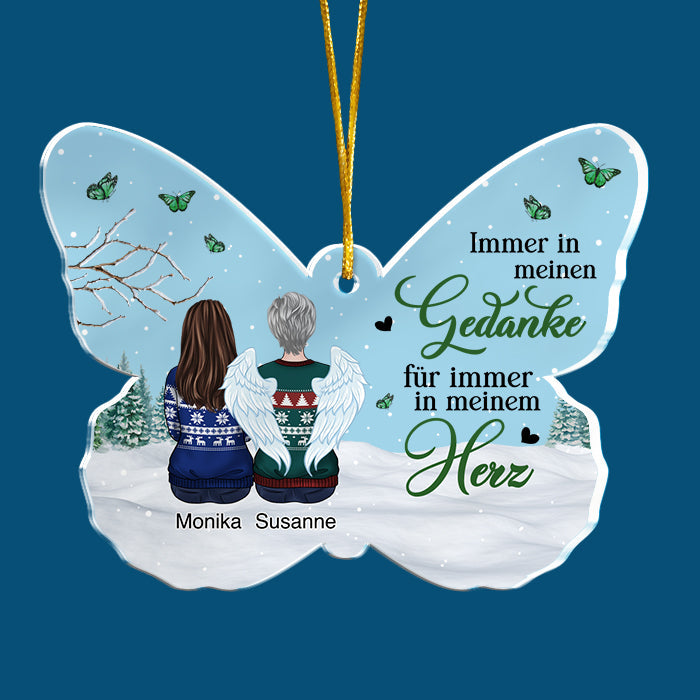 Deine Flügel waren bereit, aber mein Herz war nicht - German Personalized Custom Butterfly Shaped Acrylic Christmas Ornament - Memorial Gift, Sympathy Gift, Christmas Gift