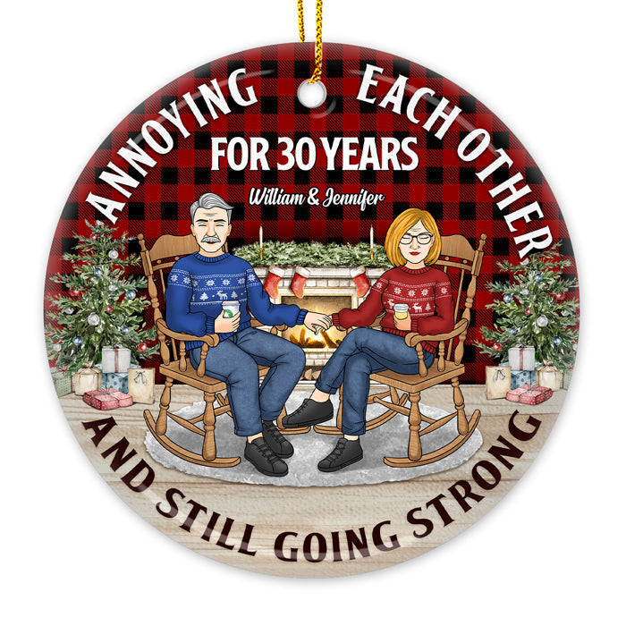 Annoying Each Other - Personalized Custom Round Shaped Ceramic Christmas Ornament - Gift For Couple, Husband Wife, Anniversary, Engagement, Wedding, Marriage Gift, Christmas Gift