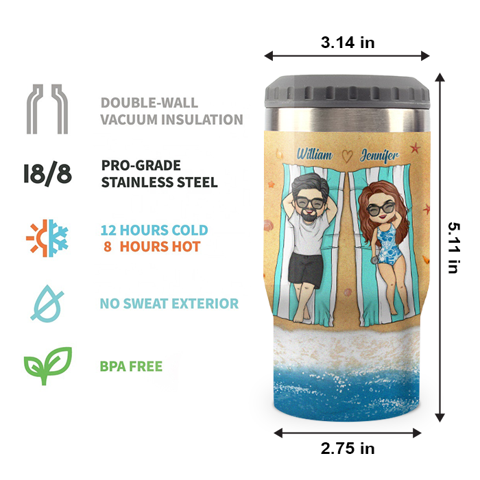 Travel Partners For Life - Personalized Can Cooler - Gift For Couples, Husband Wife