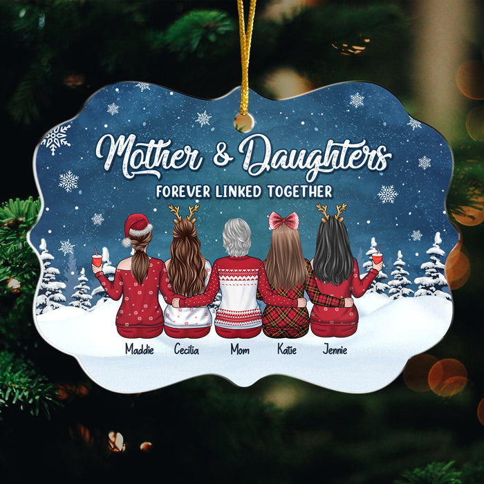 The Love Between A Mother & Daughters Is Forever - Family Personalized Custom Ornament - Acrylic Benelux Shaped - Christmas Gift For Daughter From Mother