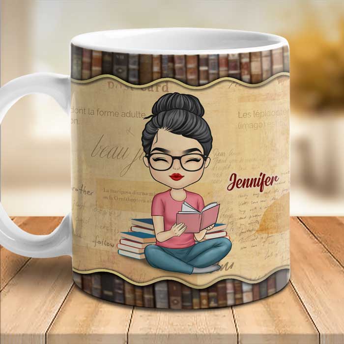 Custom Name Book Lover Gifts for Women - Personalized Mugs