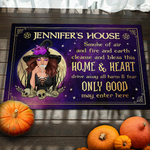 Custom Name Witch Halloween Home Decor - Personalized Doormat