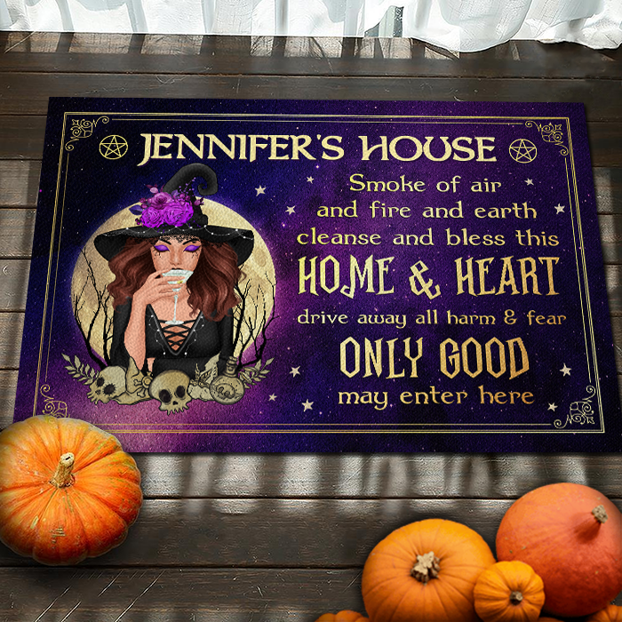 Custom Name Witch Halloween Home Decor - Personalized Doormat