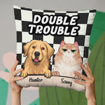 Custom Name Double Trouble Gifts for Dog and Cat Lovers - Personalized Pillow