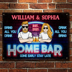 Custom Name Home Bar Gifts for Couples - Personalized Metal Sign