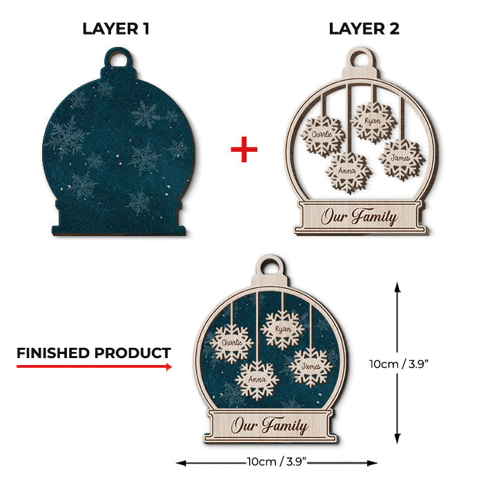 Custom Name Christmas Family Gifts - Personalized 2 Layers Ornament