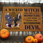 Custom Name Witch Family Halloween Decor - Personalized Doormat