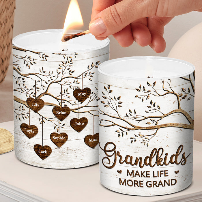 Custom Grandkids Name Tree Gifts for Grandparents - Personalized Scented Candle