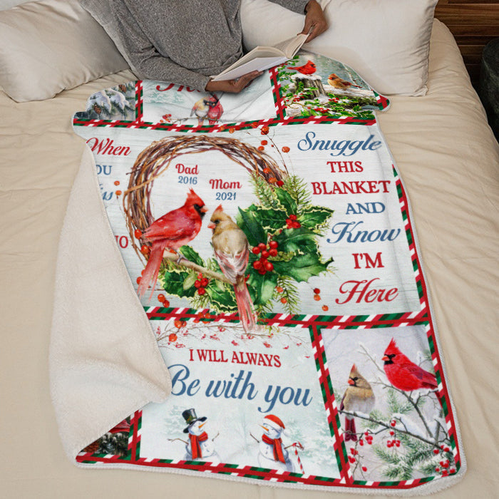 Snuggle This Blanket & Know We're Here - Memorial Personalized Custom Blanket - Sympathy Gift, Christmas Gift For Family Members