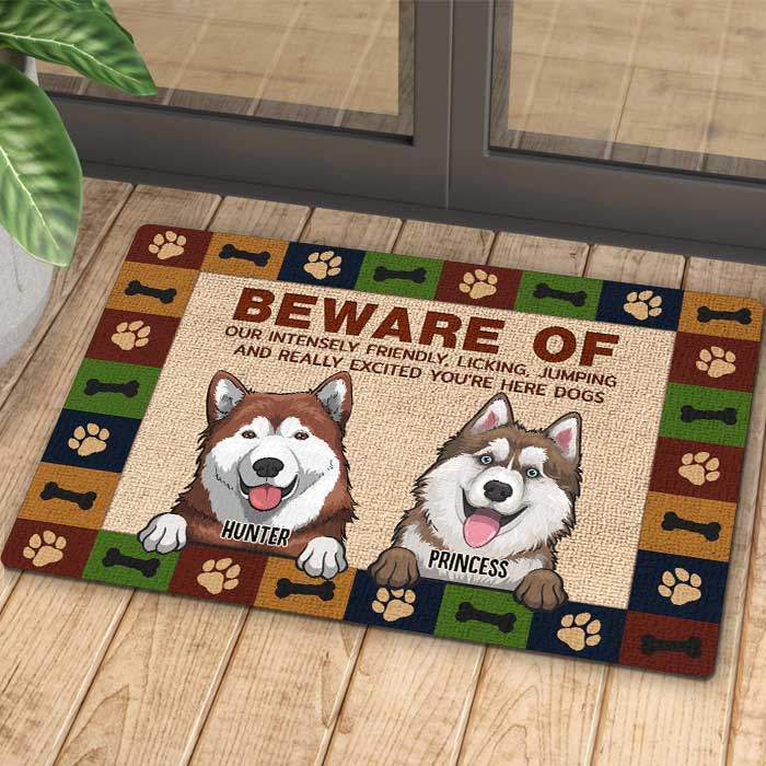 Beware Of Our Intensely - Personalized Decorative Mat - Gift For Dog Lovers, Dog Owners, Dog Gift, Gift For Pet Lovers