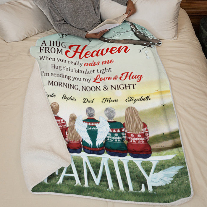 Custom Name Heaven Hug Memorial Family Gifts - Personalized Blanket
