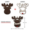 Reindeer Christmas - Personalized Custom Reindeer Face Shaped 2 Layered Wood Christmas Ornament - Christmas Gift