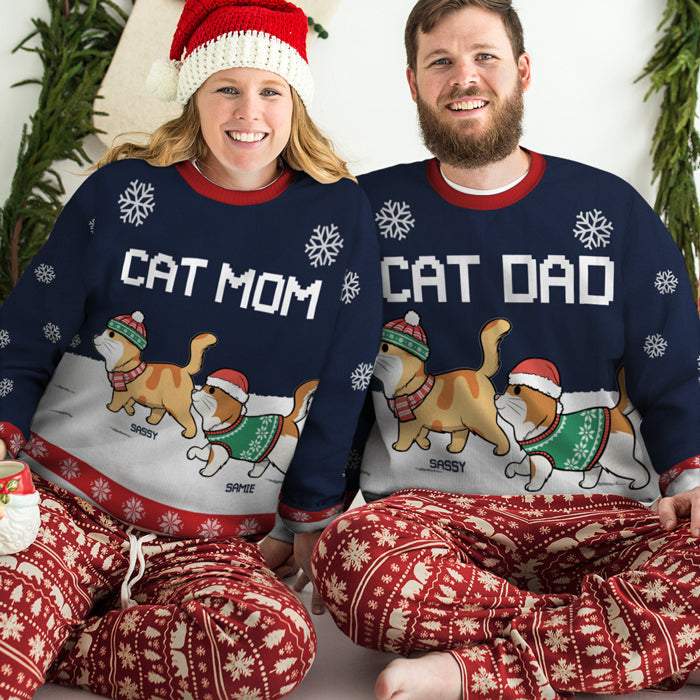 Custom Name Cat Mom Christmas Gifts for Women - Personalized Sweatshirt