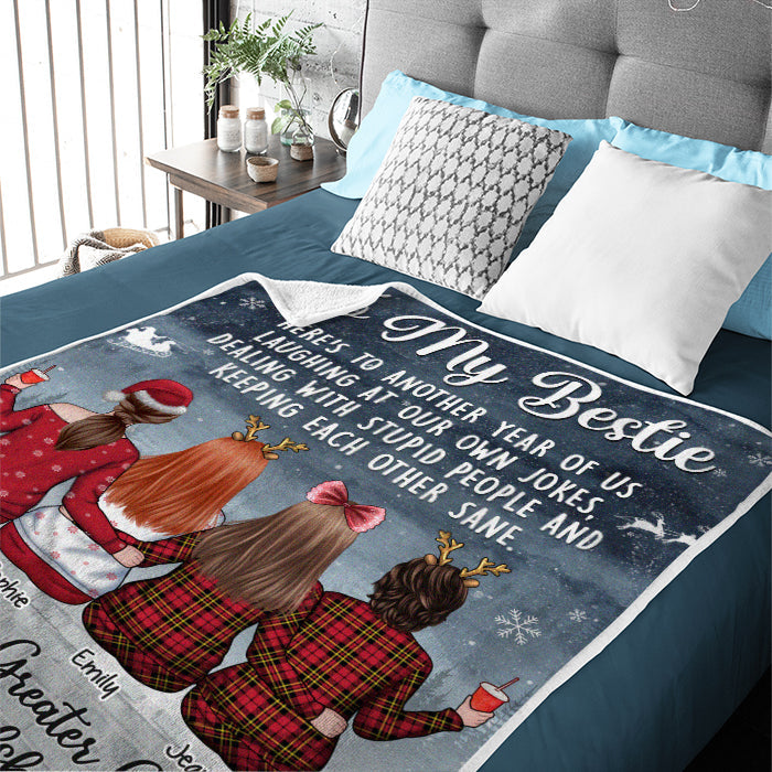 Here's Another Year Bonding Together - Bestie Personalized Custom Blanket - Christmas Gift For Best Friends, BFF, Sisters