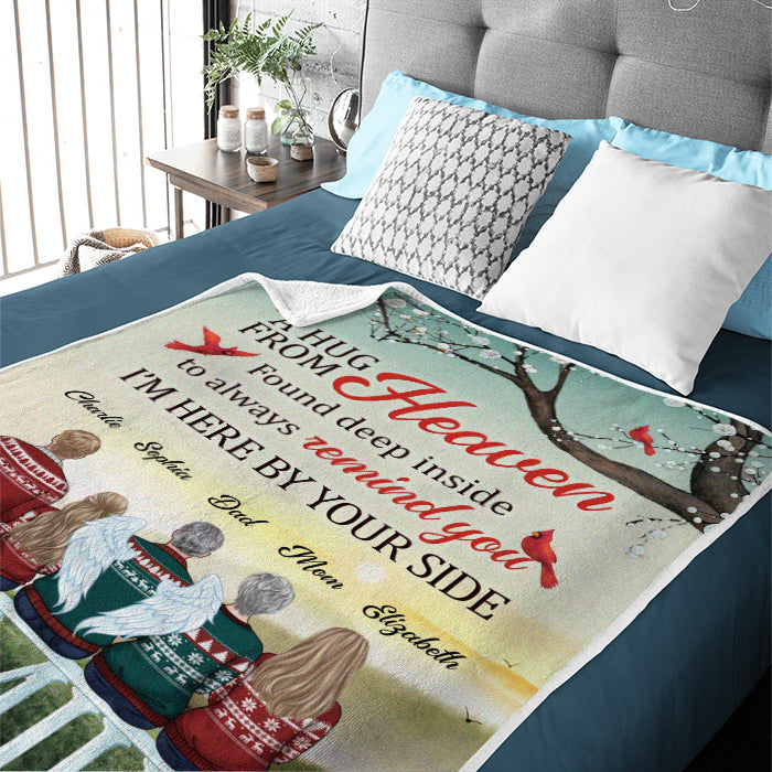 Custom Name Heaven Hug Memorial Family Gifts - Personalized Blanket