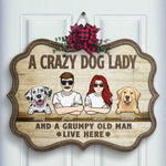 Custom Name Crazy Dog Lady Gifts for Couples - Personalized Wood Sign