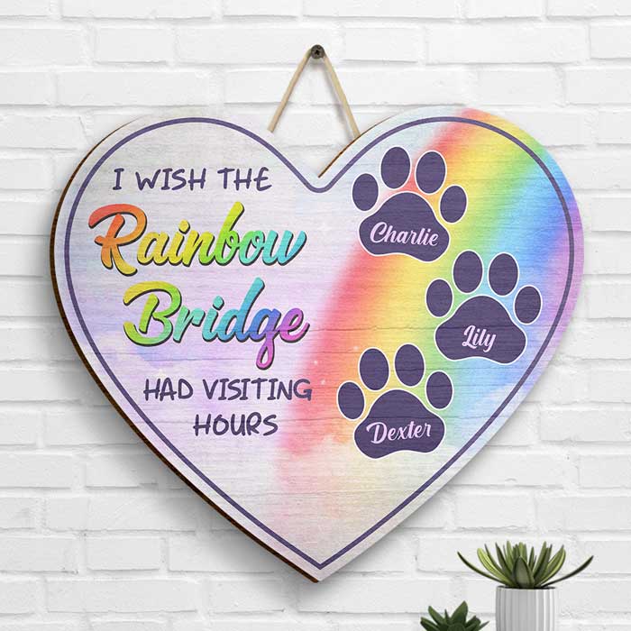Custom Name Rainbow Bridge Pet Memorial Gifts - Personalized Wood Sign