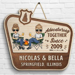 Custom Name Camping Couple Gifts - Personalized Wood Sign