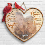 Custom Photo Cardinal Memorial Heart Decor - Personalized Wood Sign