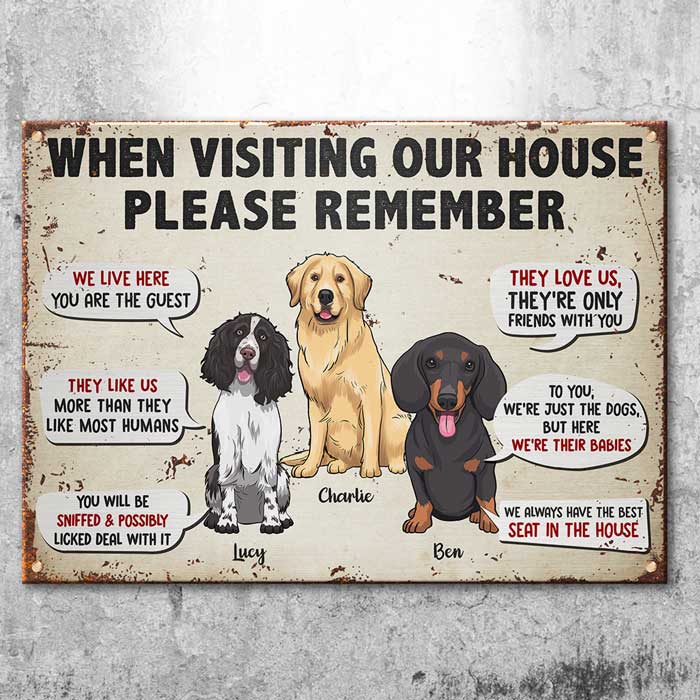 Custom Name Funny Dog House Rules Gifts for Dog Lovers - Personalized Metal Sign