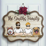 Custom Family Portrait Christmas Decor - Personalized Wood Sign