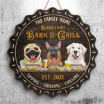 Custom Family Name Dog Bar & Grill Decor - Personalized Wood Sign