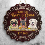 Custom Family Name Dog Bar & Grill Decor - Personalized Wood Sign