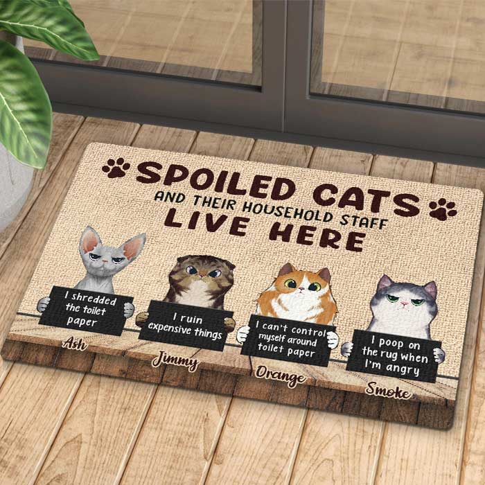 Custom Name Spoiled Cat Gifts for Cat Lovers - Personalized Doormat
