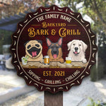 Custom Family Name Dog Bar & Grill Decor - Personalized Wood Sign