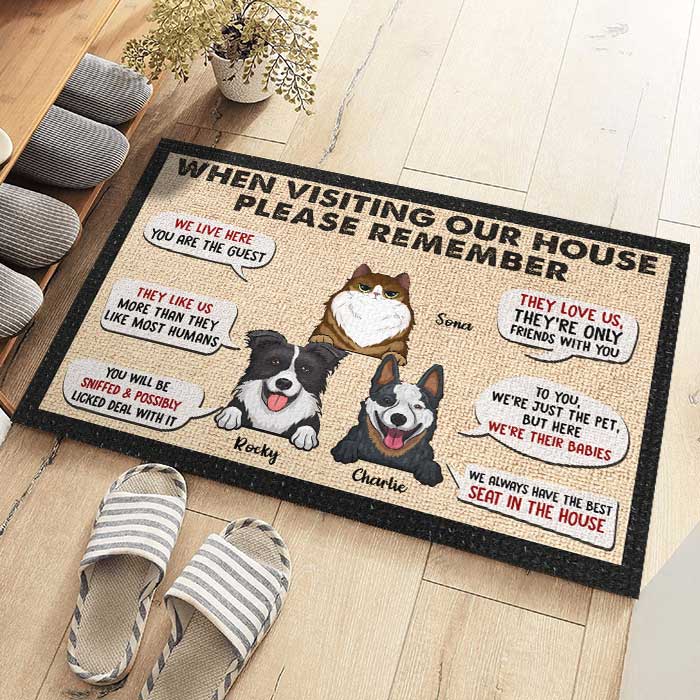 Custom Pet Name Funny House Rules Gifts for Pet Lovers - Personalized Doormat