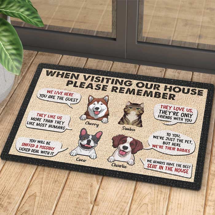 Custom Pet Name Funny House Rules Gifts for Pet Lovers - Personalized Doormat