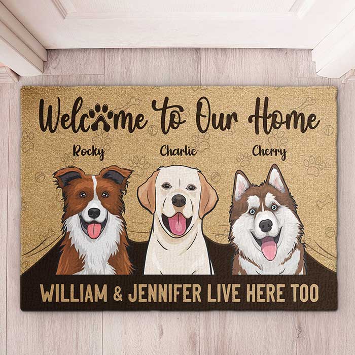 Custom Name Dog Family Welcome Home Gifts - Personalized Doormat