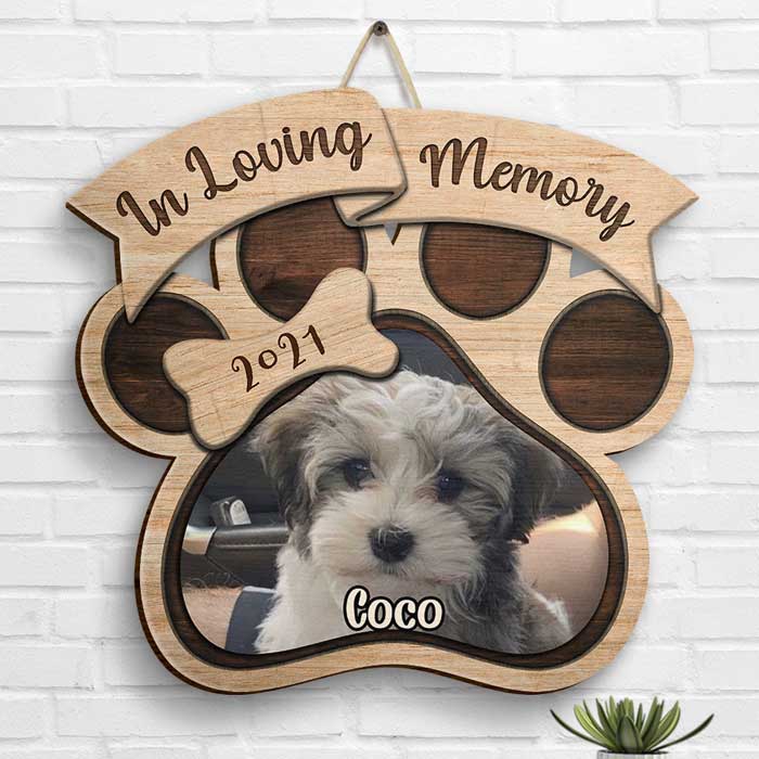 Custom Pet Photo Dog Memorial Decor - Personalized Wood Sign