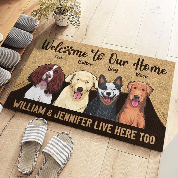 Custom Name Dog Family Welcome Home Gifts - Personalized Doormat