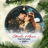 Together Since - Personalized Custom Round Shaped Ceramic Photo Christmas Ornament - Upload Image, Gift For Couple, Husband Wife, Anniversary, Engagement, Wedding, Marriage Gift, Christmas Gift