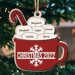 Custom Name Christmas Hot Cocoa Family Gifts - Personalized 2 Layers Ornament