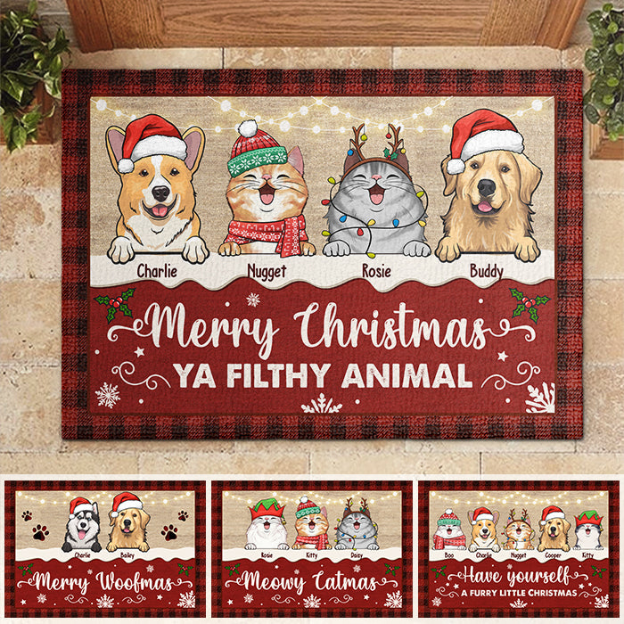 Merry Christmas, Ya Filthy Animal - Dog & Cat Personalized Custom Decorative Mat -  Christmas Gift For Pet Owners, Pet Lovers