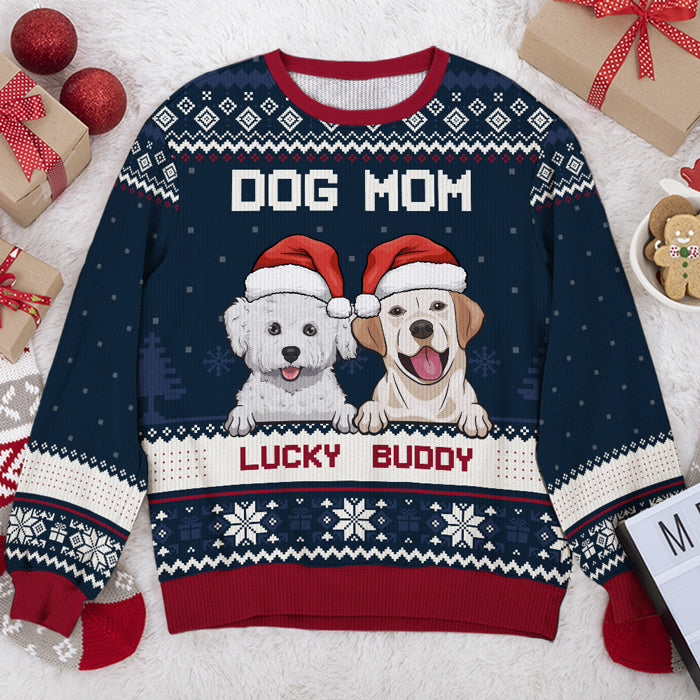 We're Fur Mom & Fur Dad - Dog Personalized Custom Ugly Sweatshirt - Unisex Wool Jumper - Christmas Gift For Pet Owners, Pet Lovers