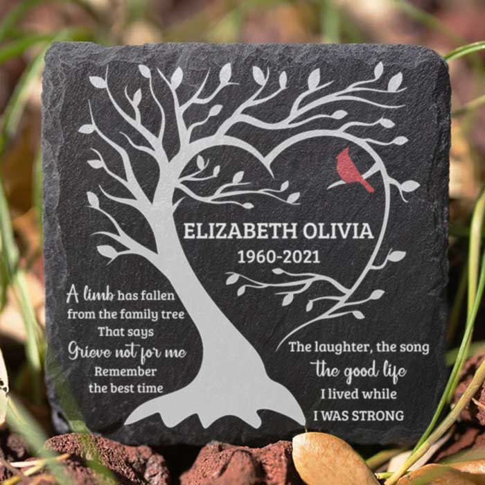 Custom Name Memorial Tree Remembrance Gifts - Personalized Memorial Stone