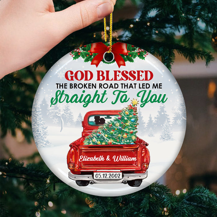 Custom Name Broken Road Christmas Gifts for Couples - Personalized Ornament