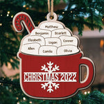 Custom Name Christmas Hot Cocoa Family Gifts - Personalized 2 Layers Ornament