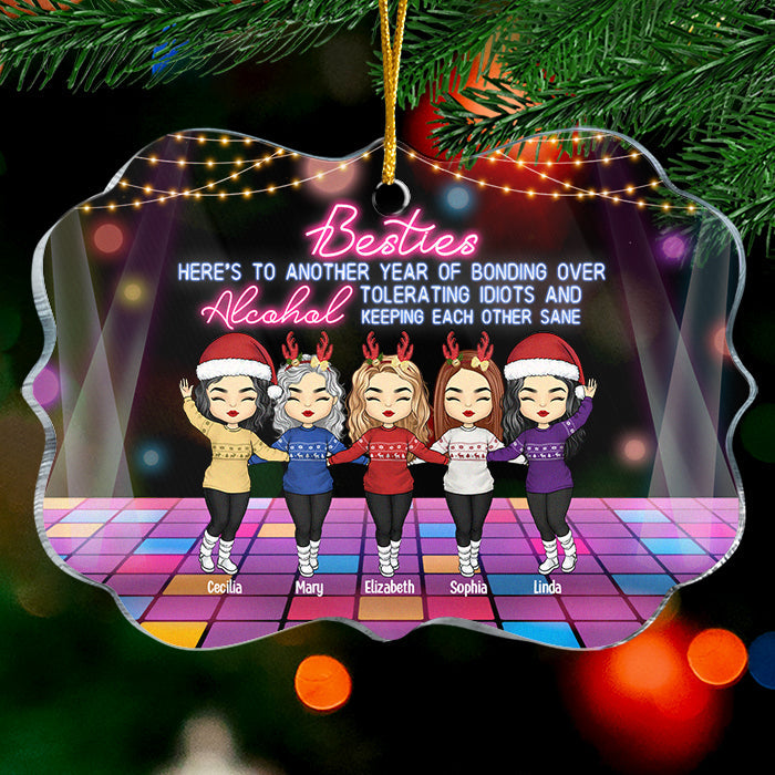 Another Year Of Bonding Over Alcohol - Personalized Custom Benelux Shaped Acrylic Christmas Ornament - Gift For Bestie, Best Friend, Sister, Birthday Gift For Bestie And Friend, Christmas Gift