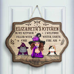 Custom Name Witchy Kitchen Cat Lover Gifts - Personalized Wood Sign