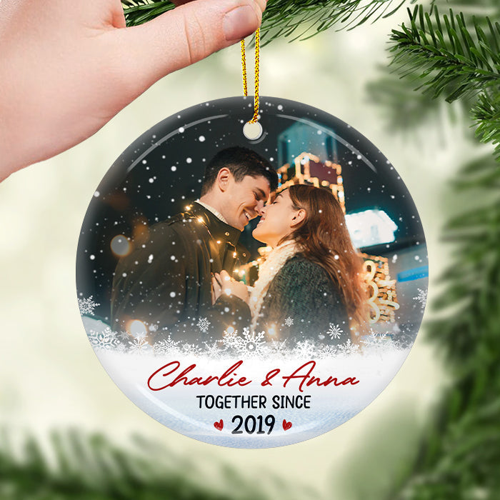 Custom Photo Couple Christmas Gifts - Personalized Ornament