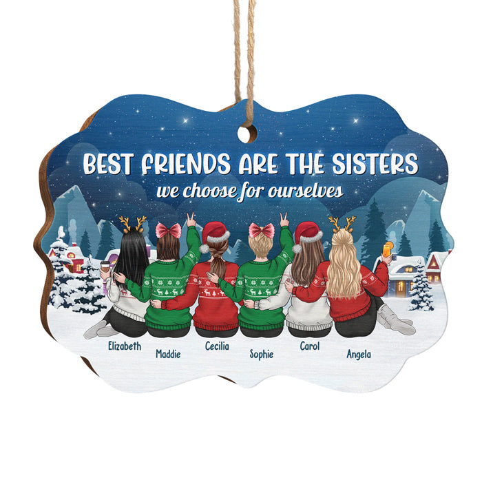 There Are Sisters There Is Family - Personalized Custom Benelux Shaped Wood Christmas Ornament - Gift For Bestie, Best Friend, Sister, Birthday Gift For Bestie And Friend, Christmas Gift