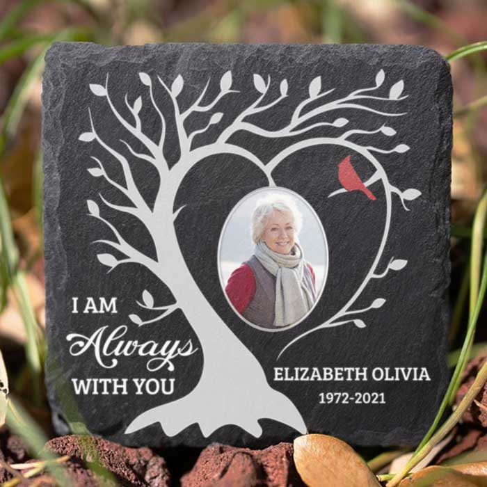 Custom Photo Memorial Tree Decor - Personalized Memorial Stone